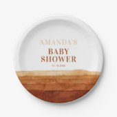 Terracotta Boho Abstract Baby shower Papieren Bordje (Voorkant)