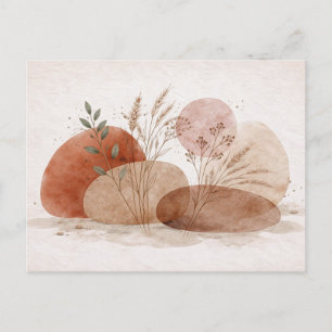 Terracotta Boho Abstract Botanische Waterverf Briefkaart