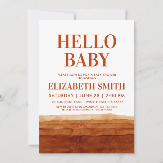 Terracotta Boho Abstract woestijn Baby shower Kaart (Voorkant)