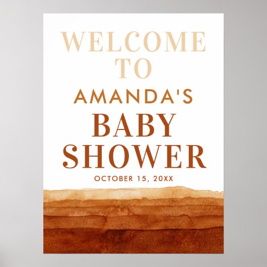 Terracotta Boho Abstracte woestijn Welkomstteken Poster (Voorkant)