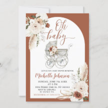 Terracotta Boho Arch Floral Stroller Baby shower