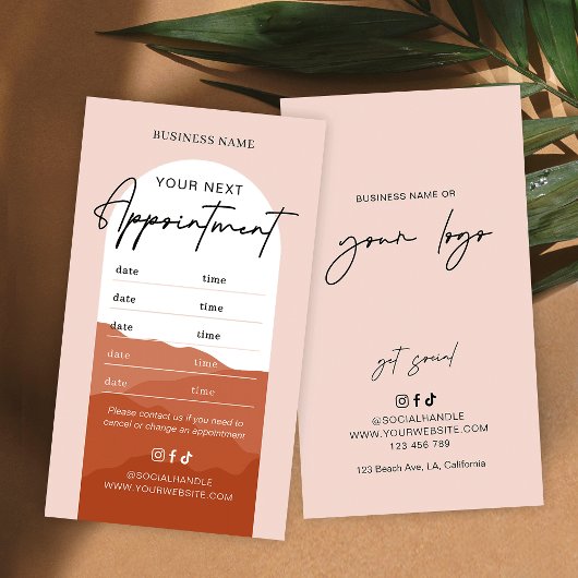 Terracotta Boho Arch Logo Nails Hair Spa Salon Afsprakenkaartje