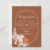 Terracotta Boho Arch Pompoenen Thanksgiving Diner Kaart (Voorkant)