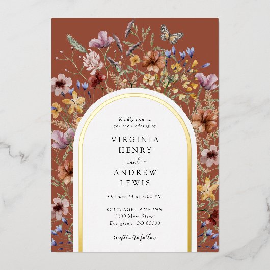 Terracotta Boho Arch Wedding Uitnodiging (Voorkant)