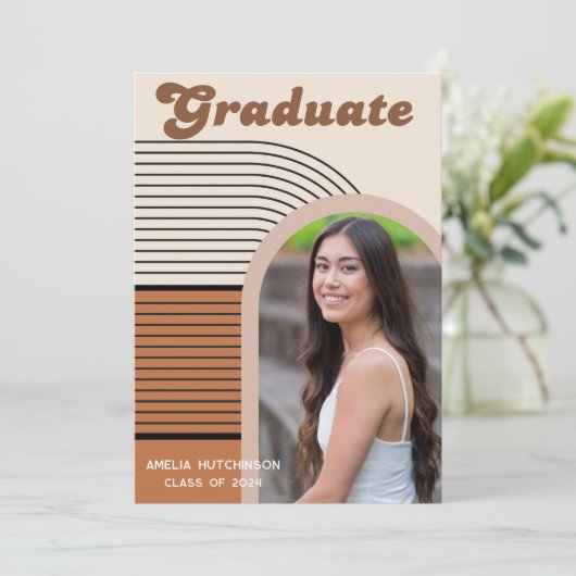 Terracotta Boho arches afstuderen foto Kaart (Staand voorkant)