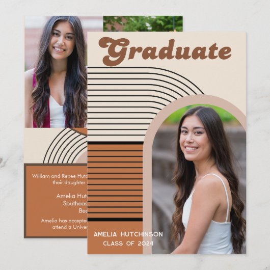 Terracotta Boho arches afstuderen foto Kaart (Voorkant / Achterkant)