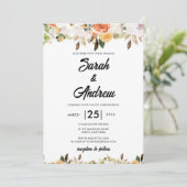 Terracotta Boho Autumn Floral Wedding Kaart (Staand voorkant)