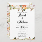 Terracotta Boho Autumn Floral Wedding Kaart (Voorkant / Achterkant)