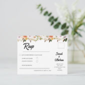 Terracotta Boho Autumn Floral Wedding RSVP Kaartje (Staand voorkant)