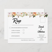 Terracotta Boho Autumn Floral Wedding RSVP Kaartje (Voorkant / Achterkant)