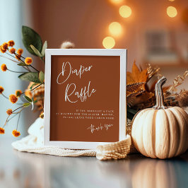 Terracotta Boho Baby shower Diaper Raffle-teken Poster