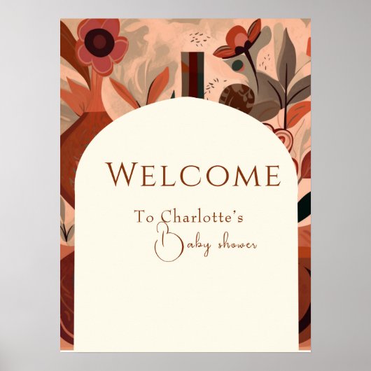 Terracotta boho baby shower poster (Voorkant)