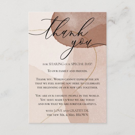 Terracotta Boho Beach Waterverf Beige Hartelijk da Informatiekaartje (Voorkant)