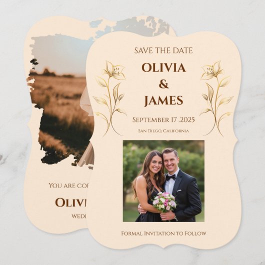 Terracotta Boho Bewaar de datum Kaart voor bruilof (Voorkant / Achterkant)