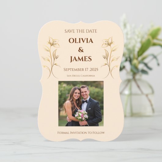 Terracotta Boho Bewaar de datum Kaart voor bruilof (Staand voorkant)