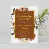 Terracotta Boho Bloem Bruiloft Jubileum Goud Folie Uitnodiging (Staand Voorkant)