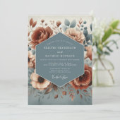 Terracotta Boho Bloem Bruiloft Kaart (Staand voorkant)