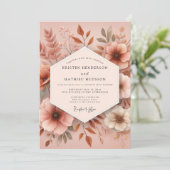 Terracotta Boho Bloem Bruiloft Kaart (Staand voorkant)
