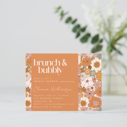 Terracotta Boho Bloem Brunch Bruisend Bruidsfeest Briefkaart (Staand voorkant)