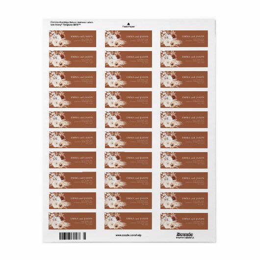 Terracotta Boho Bloem Retouradres Sticker (Full Sheet)