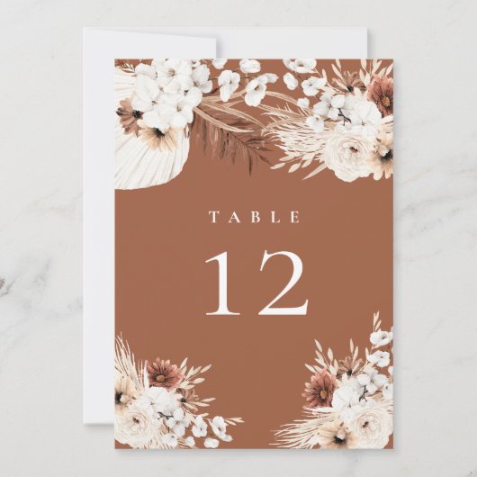 Terracotta Boho Bloem Tafelnummer (Voorkant)