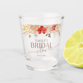 Terracotta Boho Bloemachtige Bruiloftsborrel Shot Glas (Voorkant)