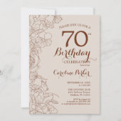 Terracotta Boho Bloemen 70ste Verjaardagsfeestje Kaart (Voorkant)