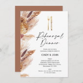 Terracotta Boho Bloemen Bestek repetitie diner Kaart (Voorkant / Achterkant)