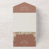 Terracotta Boho Bloemen bruiloft All In One Uitnodiging (Buitenkant)