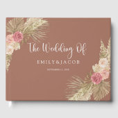 Terracotta Boho Bloemen Bruiloft Gastenboek (Voorkant)