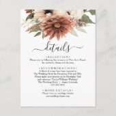 Terracotta Boho Bloemen Bruiloft Informatiekaartje (Voorkant)