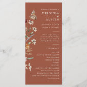 Terracotta Boho Bloemen Bruiloft Programmakaart (Voorkant)