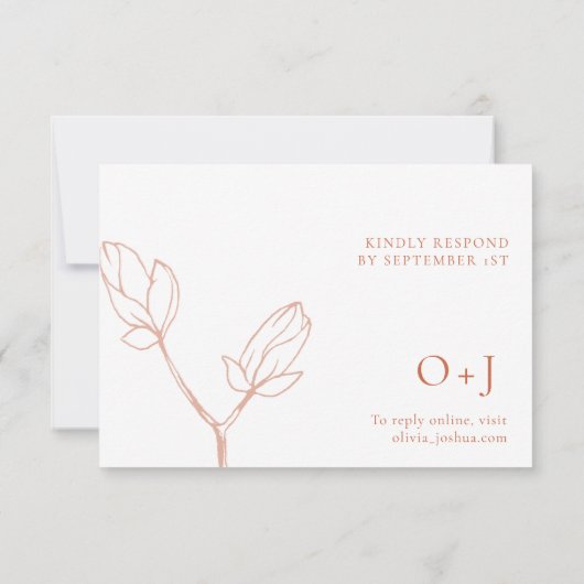 Terracotta Boho bloemen bruiloft RSVP kaart (Achterkant)