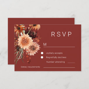 Terracotta Boho Bloemen Bruiloft RSVP Kaartje