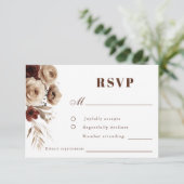 Terracotta Boho Bloemen Bruiloft RSVP Kaartje (Staand voorkant)