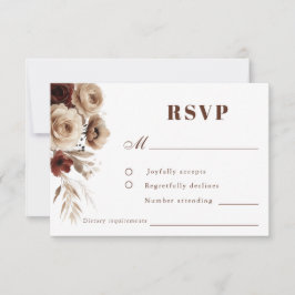 Terracotta Boho Bloemen Bruiloft RSVP Kaartje