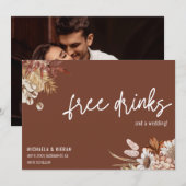 Terracotta Boho Bloemen Bruiloft Save The Date (Voorkant / Achterkant)