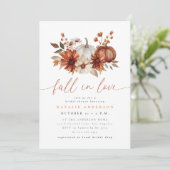 Terracotta Boho Bloemen Fall in Love Bruidsfeest Kaart (Staand voorkant)