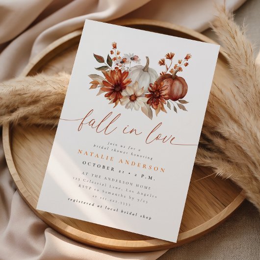 Terracotta Boho Bloemen Fall in Love Bruidsfeest Kaart