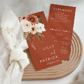 Terracotta Boho Bloemen Modern Huwelijksprogramma