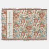Terracotta Boho Bloemen Monogram Koppel Deken (Voorkant)