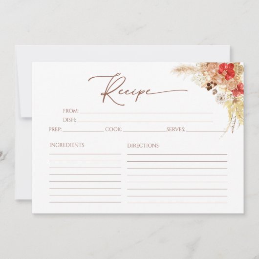 Terracotta Boho Bloemen Vrijgezellenfeest Recept K Kaart (Voorkant)