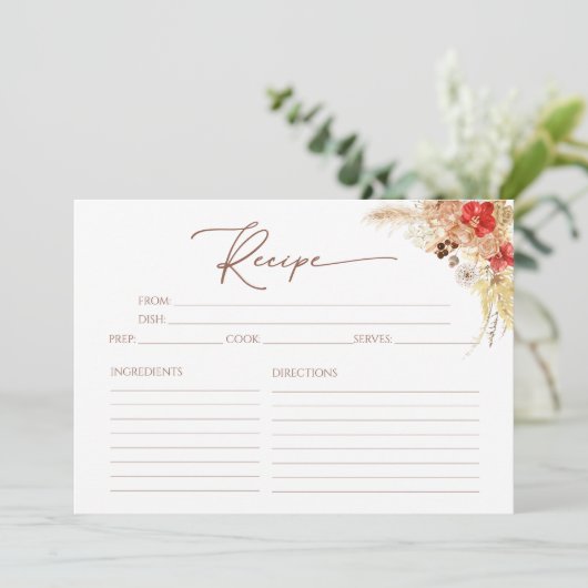 Terracotta Boho Bloemen Vrijgezellenfeest Recept K Kaart (Staand voorkant)