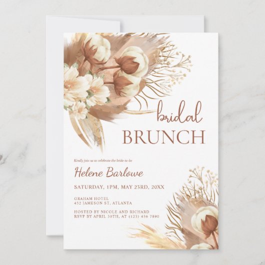 Terracotta Boho Bloemen Waterverf Vrijgezellenfees Kaart (Voorkant)