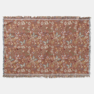 Terracotta Boho Bloemen Worpdeken Deken