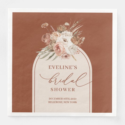 Terracotta Boho Bloemenservetten voor Bruidsfeest Servet (Voorkant)