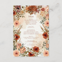 Terracotta Boho Bloemrijke Herfst Rustieke Elegant Informatiekaartje