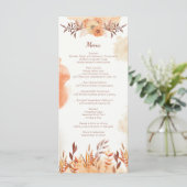 Terracotta Boho Bloemrijke Herfst Rustieke Elegant Menu (Staand voorkant)