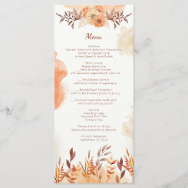 Terracotta Boho Bloemrijke Herfst Rustieke Elegant Menu