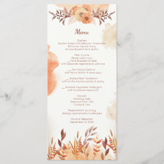 Terracotta Boho Bloemrijke Herfst Rustieke Elegant Menu